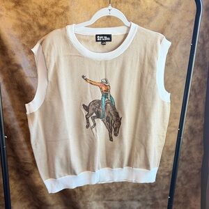 2FlyCo Rodeo Rider Sweater Vest in Beige & White